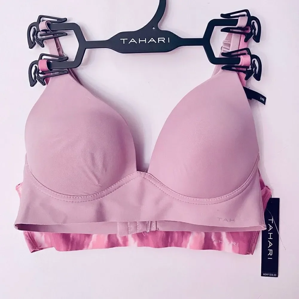 NWT Pack of 2 Tahari Gorgeous Wire Free Smooth Comfort Lilac Purple/Tie Dye Bras